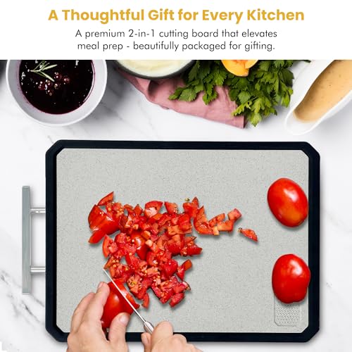 Tabla de Cortar Doble Cara de Acero Inoxidable y Trigo – Superficie No Porosa, Resistente a la Oxidación, Apta para Lavavajillas, Amigable con Cuchillos para Preparación de Alimentos miniatura 7