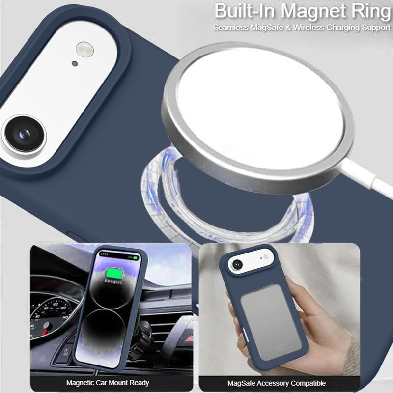 Image of LuxuryKase Silicone Magnetic Case for iPhone Air | Soft Microfiber Lining | MagSafe Support | Shockproof Protective Cover | Precise Cutouts | Slim Fit Design - Blue
