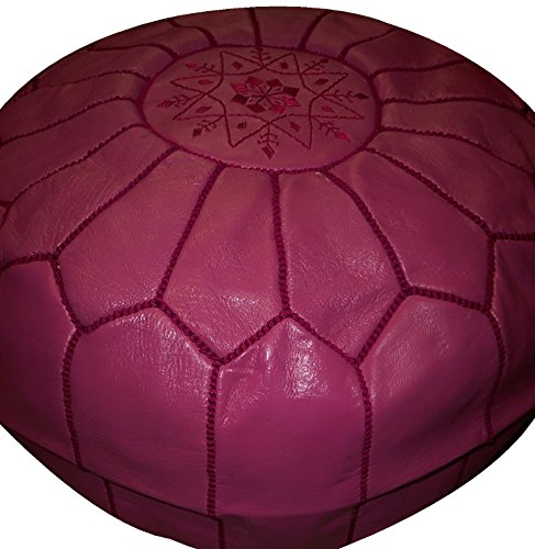Treasures Of Morocco Moroccan Pouf Footrest Hassock Leather Luxury Ottomans Footstools Cover Satifaction Guarranteed Magenta