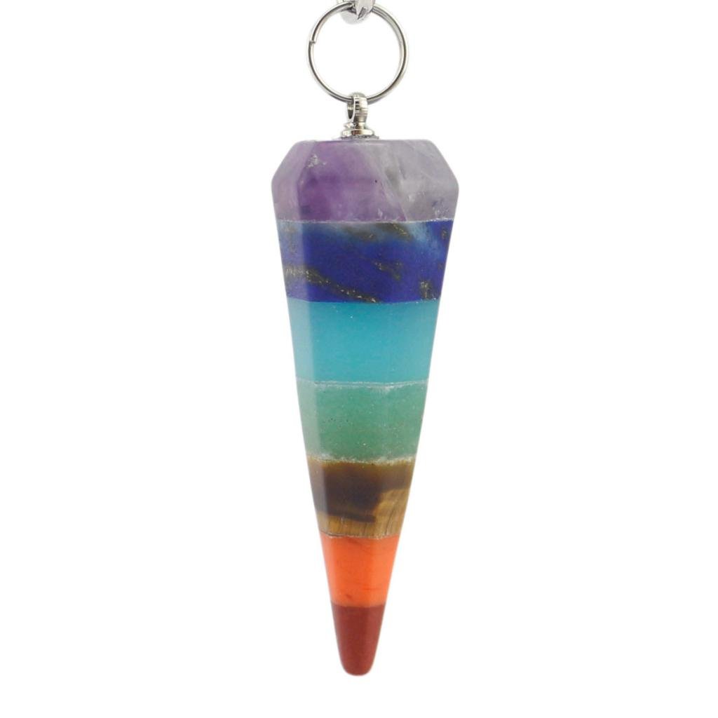 Pleayietoopiatiey Reiki Energy Crystal Point Dowsing Pendulum Scrying Dowser W/7 Chakra Type