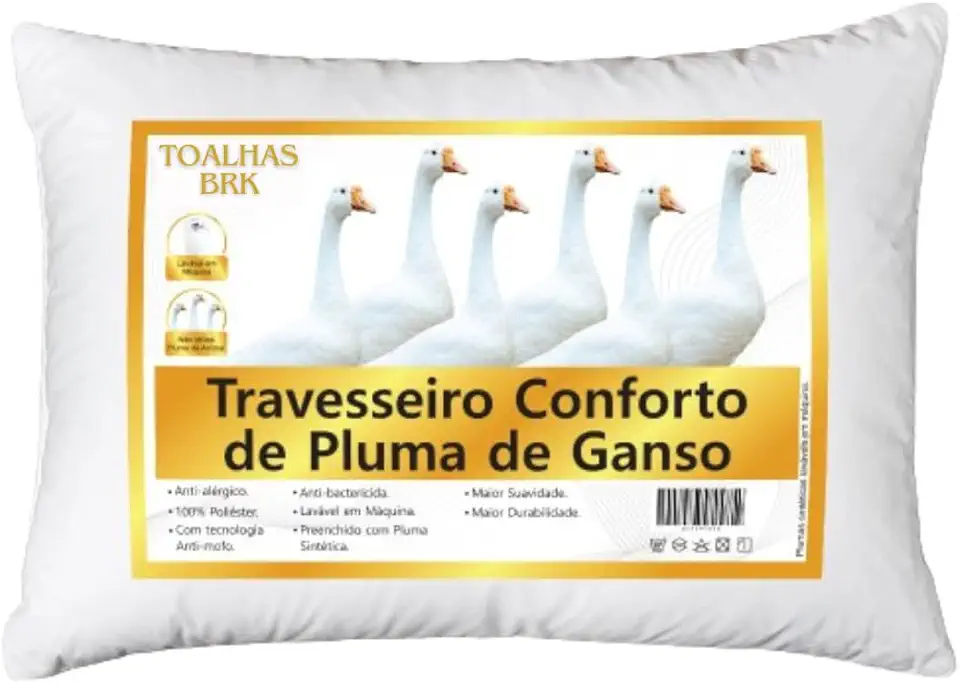 Kit 1 Travesseiro Conforto de Pluma de Ganso 50x70cm - Branco