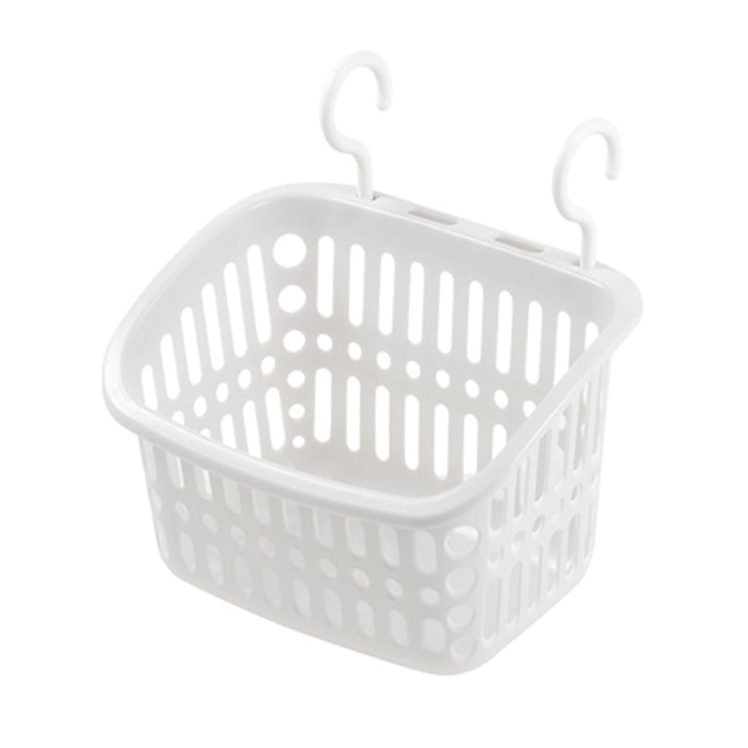 Gsycle Plastic Hanging Baskets for Shower Wall Mounted Bathroom Sink Organizers Shower Caddy Organizer with 2 Hooks for