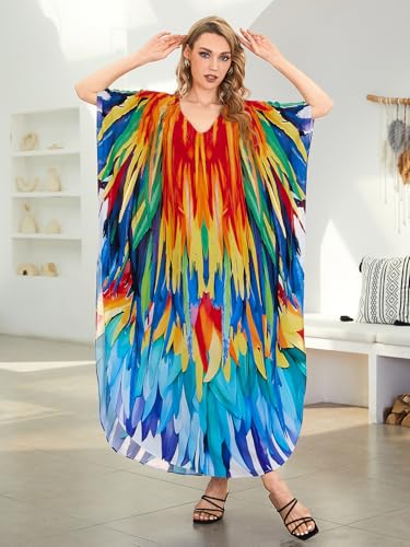 Image of NFVNKJ Women's Plus Size Beach Lounge Kaftan Maxi Dress Swimsuit Coverup for Women