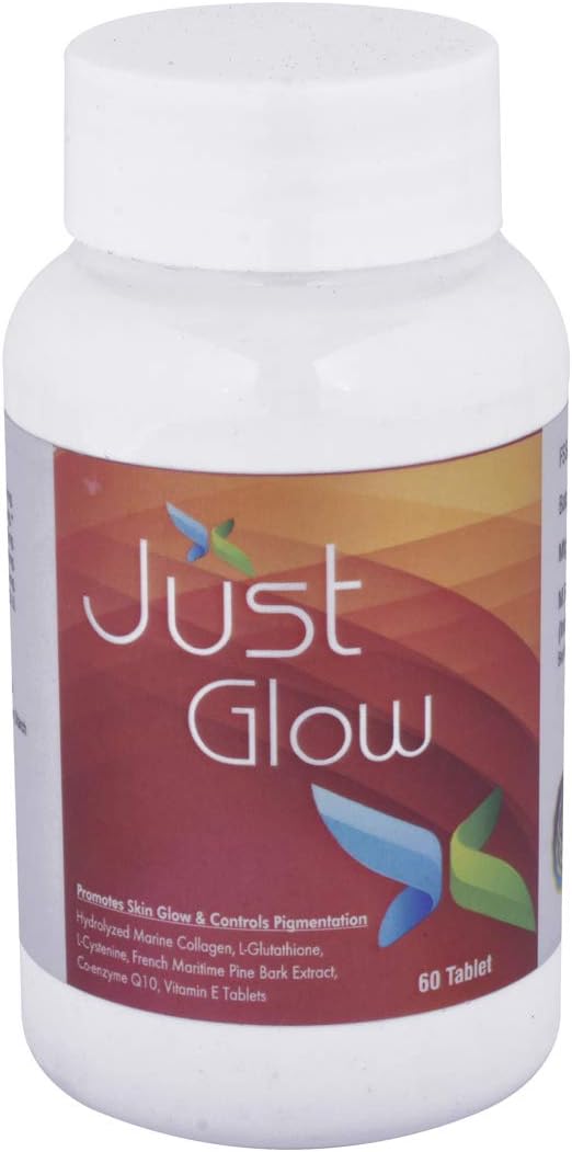 Medessentia- Just Glow- L-Glutathione 500mg with (L-Cysteine, French Maritime Pine Bark Extract, Co-enzyme Q10, Vitamin E) 60 Tablets veg