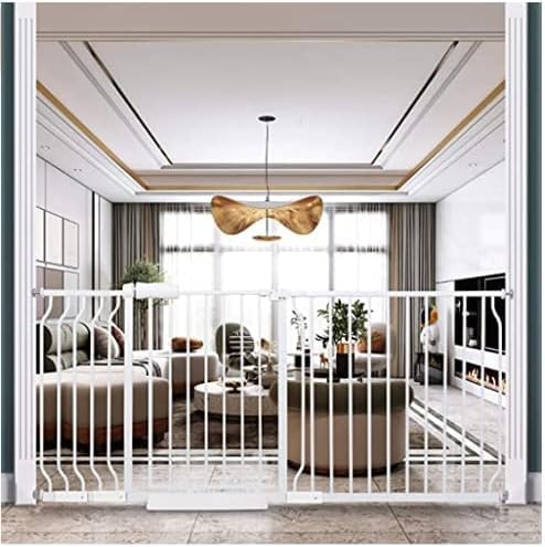 Puerta de seguridad extra ancha para bebés, puertas de seguridad para interiores, de metal blanco, gran presión, para caminar a través de la puerta
