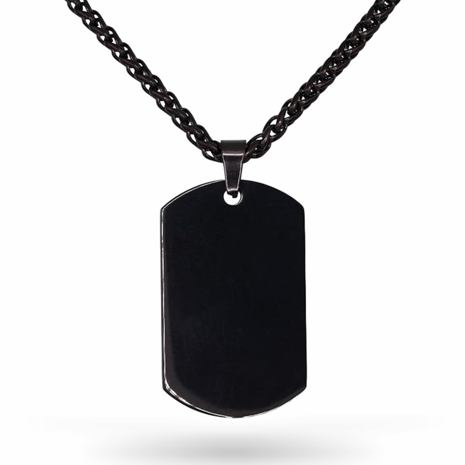 instaZONE High Polishing Stainless Steel Black Color Dog Tag Pendant Necklace with 22 inch Box Chain for Men & Boy (B0B7NSTHC1) Amazon Price History, Amazon Price Tracker