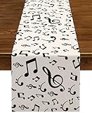 Nepnuser Linen Musical Notes Table Runner Music Event Birthday Party Wedding Decoration Farmhouse Home Dining Room Kitchen Table Decor (13' x 72')