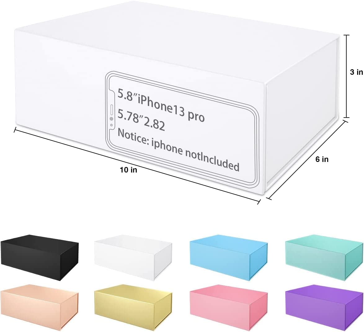 ROSTELACK Pudełko na prezent 10 x 6 x 3 stopy 5 szt. Białe luksusowe opakowanie prezentowe z magnetyczną pokrywką z zamknięciem na prezent idealne na Boże Narodzenie, Święto Dziękczynienia, ślub