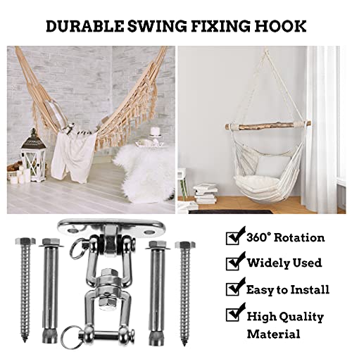 Cubtol 1 Set Concrete ° Stainless Silver Outdoor Ceiling Hook Kit Of Heavy Steel Chair Useful Swing Professional For Yoga Hooks Connector Wood Rotate Swivel Rotating Screws Wall Hanger #TOP2