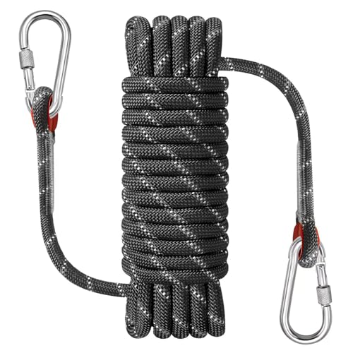 NorthPada Kayak Rope with Hook 3/8 in x 10 ft 15 kN Reflective Black Waterproof Floating for Boating Marine Mooring Kayak Canoe Paddleboard