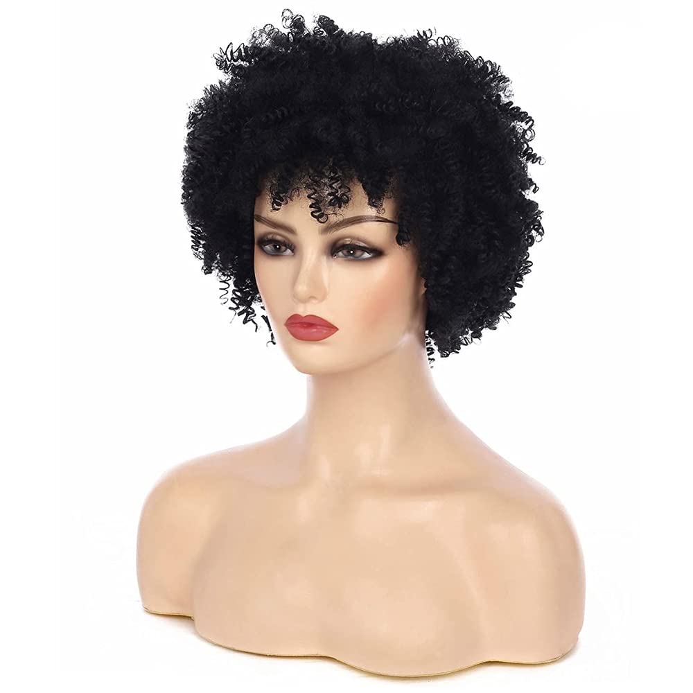 Perruque Afro Femme Bresilienne Courte Bouclée Sans Colle 8 Pouces | Glueless Wig Human Hair Vrai Cheveux Naturelle Perruques de Cheveux Humains en Pour Femmes Couleur Noir Naturel