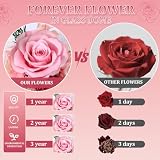 Gugxiom Glass Rose, wieczna róża z diodami LED, podświetlana róża prezenty na urodziny, walentynki, Boże Narodzenie (wiśniowy róż)