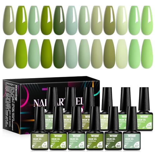 MTSSII Green Gel Nail Polish Set (12-Pc)