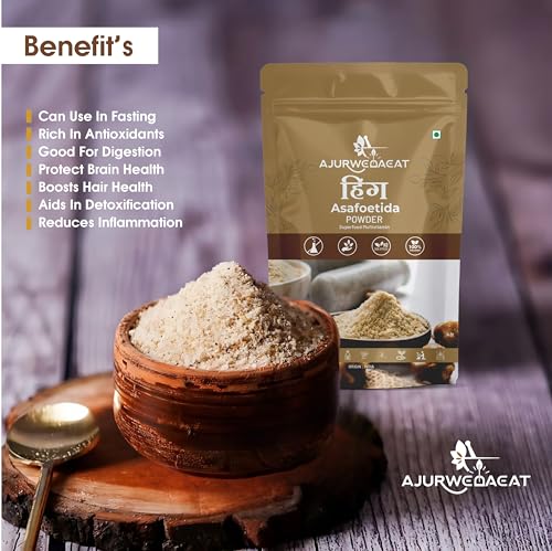 Image of AJURWEDAEAT Organic Asafoetida Powder 100g | Natural Hing for Cooking | Pure & Aromatic Spice | Pack of 1 | Origin: India