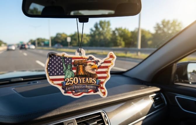 1776-2026 Patriotic Car Air Freshener, 250 Years of History Rearview Mirror Hanging Ornament, American Legacy Gift for Independence Day, Heritage Decor for Car & Home (Stlye) image 2