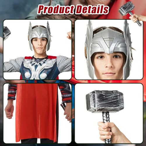 Disfraz completo de superhéroe con capa roja y casco miniatura 4