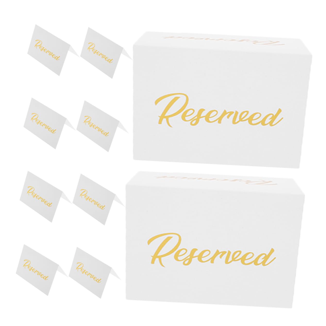 OFFSCH 10Pcs Double Sided Reserved Table Signs Foil Tent Cards for Weddings Parties Banquets Elegant Table Tents for Guest Reservations Event Settings