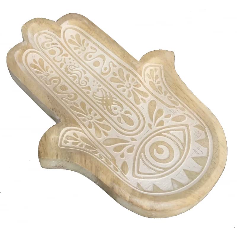 UNIMASA - Bandeja vaciabolsillos de Madera Hamsa Mano Fatima Rustico