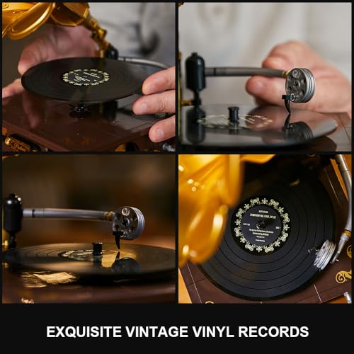 PANTASY Vintage Gramophone Building Block Set Retro Music Player Model Kit A Musical Nostalgia Masterpiece Realistic Turntable & Rotating Photo Album - Image 2