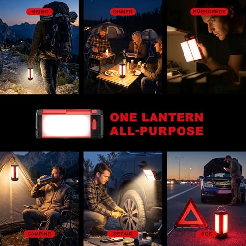 Linterna de Camping Recargable Portátil Hoxutym 1200LM LED Luz de Camping con Diseño COB Plegable 300°, Batería 6000mAh USB-C Luz de Trabajo Magnética con Gancho para Emergencias miniatura 4
