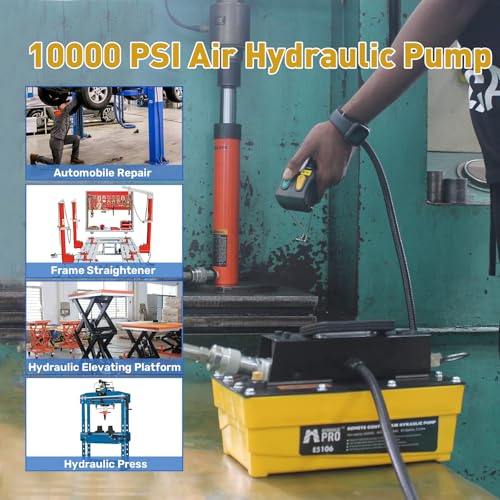 Image of 10,000 PSI Air Hydraulic Pump with 9.8 ft Remote Control, 2.3L Reservoir, NPT 3 /8 inch Oil Outlet, NPT 1 /4 inch Inlet, for Auto Body Frame Machines, Hydraulic Press