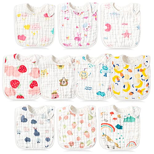 WATINC Baby Lätzchen Unisex Set Baby Lätzchen mit Klettverschluss für Jungen & Mädchen Baumwolle Fütterung Lätzchen Abwaschbar und wasserdicht für Kinderlätzchen Baby Dusche Geburtstagsgeschenk