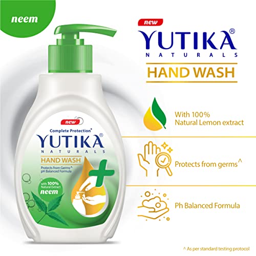 Image of Yuthika Hand Wash - Liquid Hand Wash with 100% Natural Neem Extract | pH Balanced Formula for Effective Germ Protection | Gentle and Refreshing Cleansing | 500ml Bottle (Pack of 1)