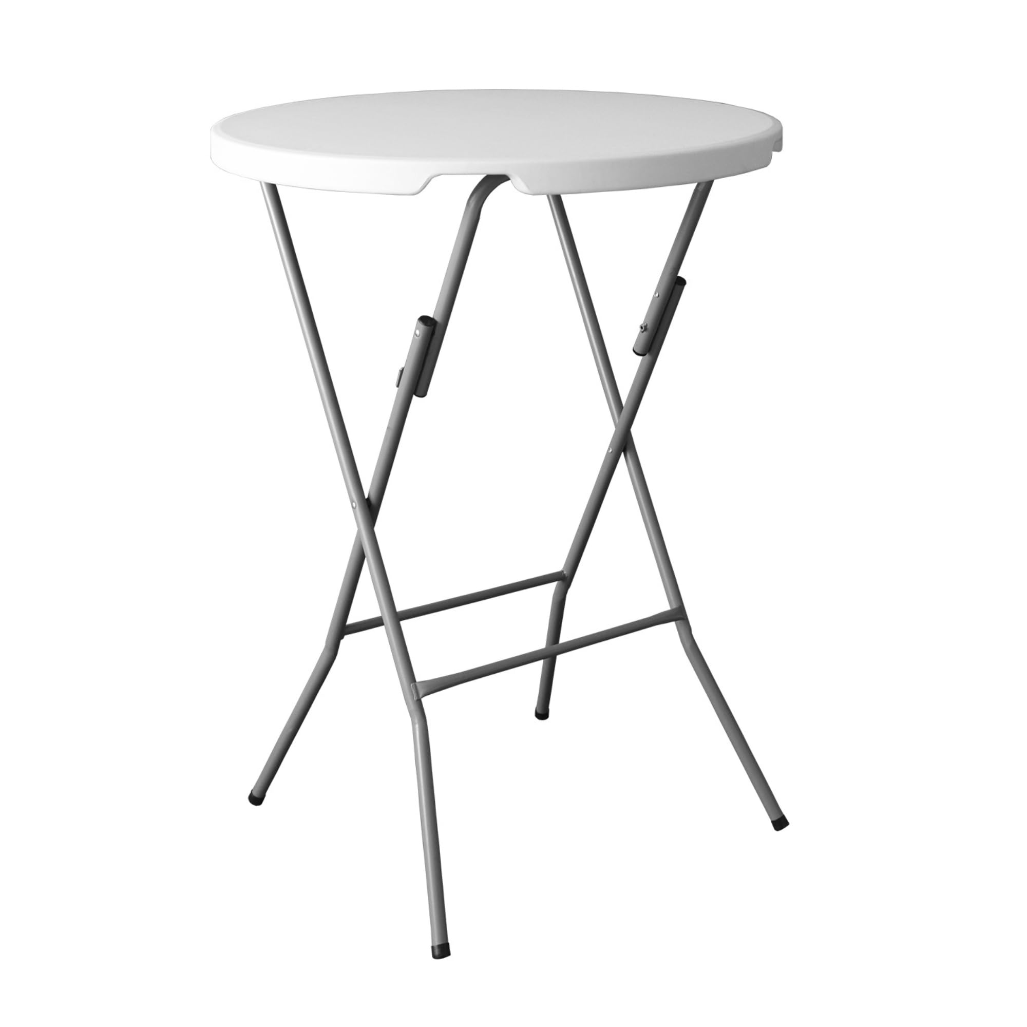Pack 2 Mesas Altas de Cóctel 80 cm Redonda Plegable - Altura 110 cm - Tablero HDPE Blanco - Estructura Acero 22 mm - Recepciones Ferias Hostelería - Mesa de Bar Interior Exterior