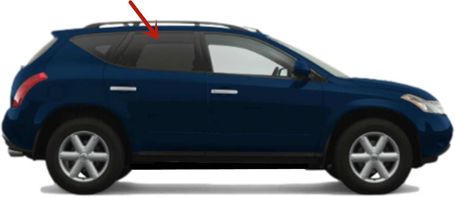 Passenger Right Side Rear Door Window Door Glass Compatible with Nissan Murano 2003-2007 Models