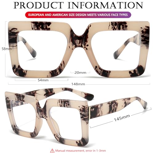 Image of AIEYEZO Oversized Square Blue Light Glasses for Women Cute Big Frame Glasses Fashion Clear Multi-Color Computer Eyewear