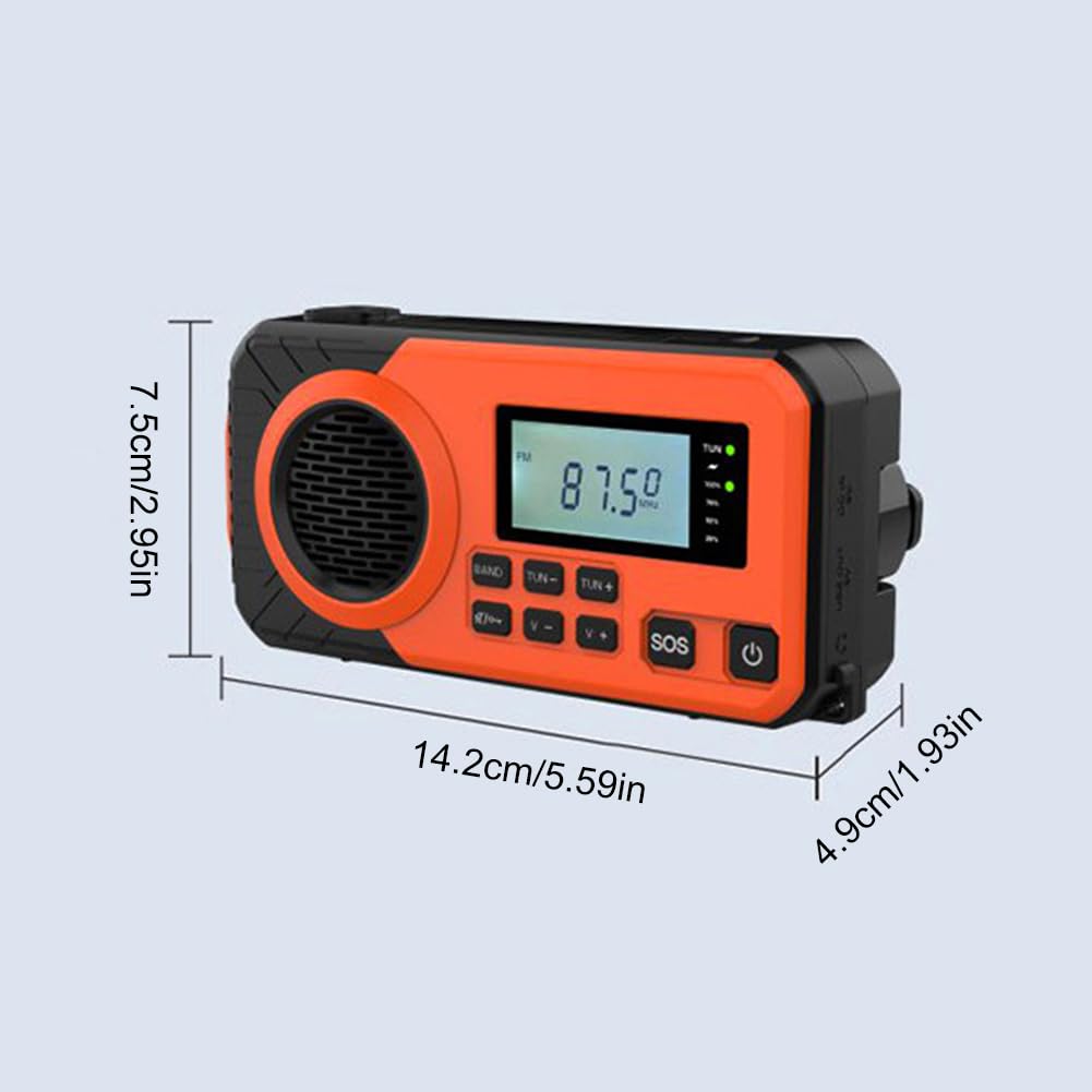 Radio Portatile Piccolo AM FM, Radio d'Emergenza con Manovella, Radio AM/FM/SW con Torcia, Allarme SOS, Pannello Solare, Perfetta per Uso Interno, Esterno e Situazioni di Emergenza