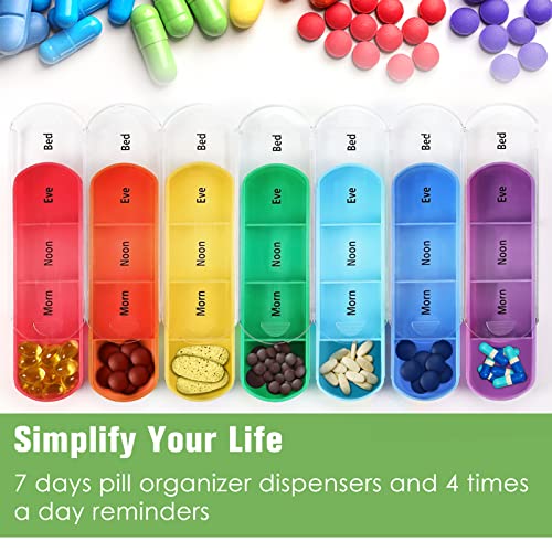 Finpac Weekly Pill Organizers 4 Times A Day, Slide Open Pu Leather Case Travel Pill Vitamin Medicine Reminder And Planner With Name Card For Morning| Afternoon| Evening| Bedtime (Lilac Marble) #TOP1