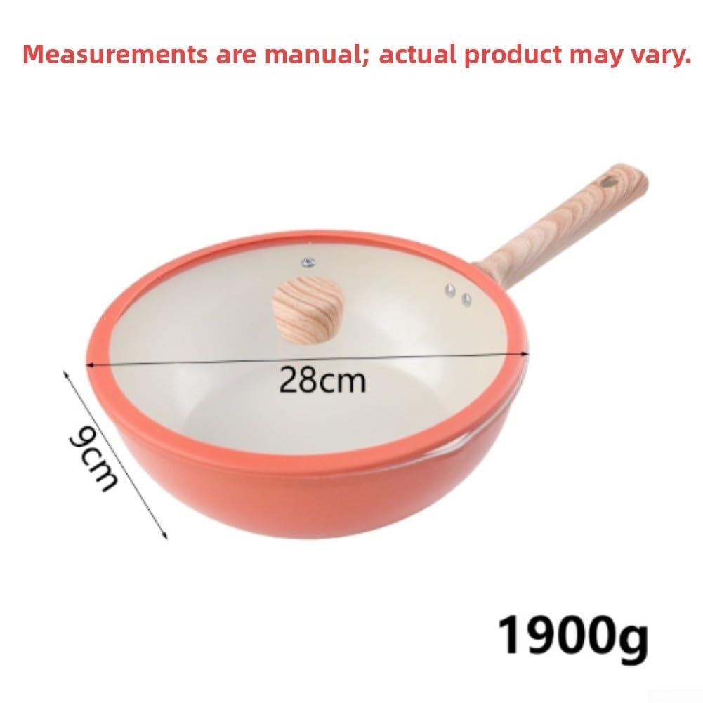 Geschmiedete Eisenpfanne 33 cm, unbeschichtete Bratpfanne für Gas & Induktion, hitzebeständiger für griff, Glasdeckel, vielseitig zum Braten und Schmoren, orange