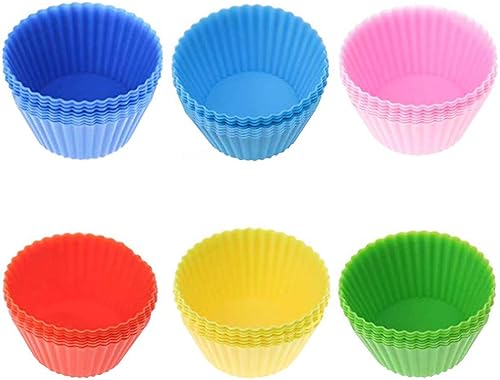 Miniatura 2 de Moldes de silicona antiadherentes para magdalenas, 48 tazas de silicona reutilizables para hornear, moldes para pasteles para magdalenas, bolas de