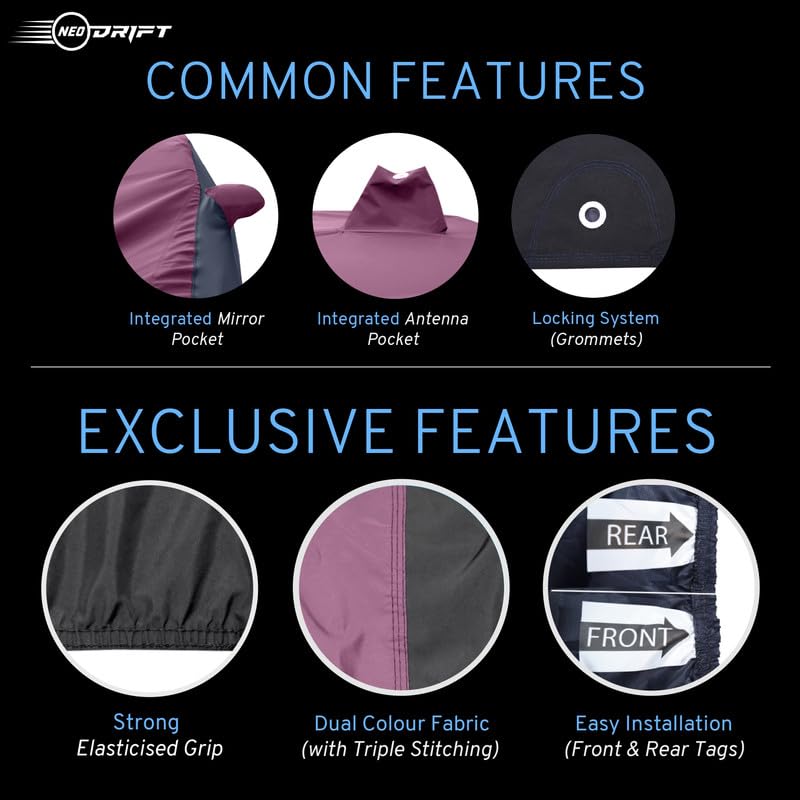 Image of NEODRIFT 'SuperTech' Car Cover for Toyota Vellfire (100% Water-Resistant, All Weather Protection, Tailored Fit, Multi-Layered & Breathable Fabric) (Colour: Maroon+Black)