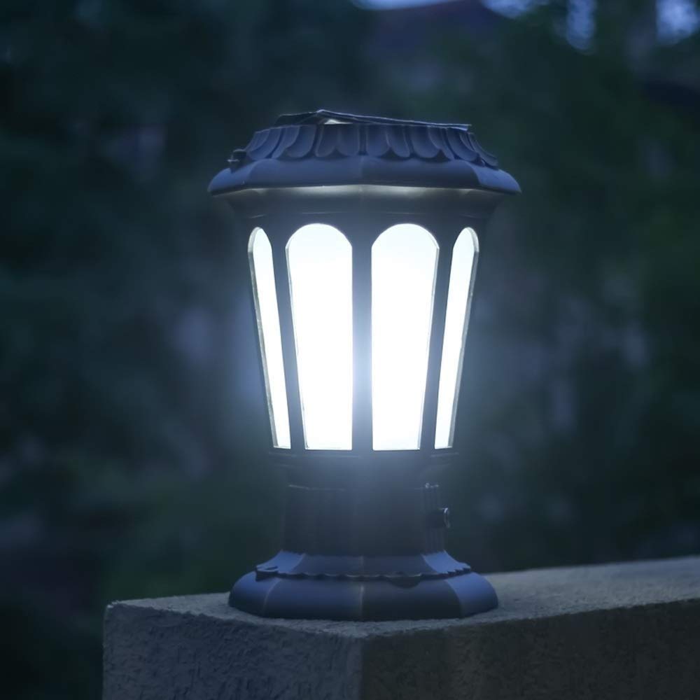 Faro A Colonna Solare Vintage per Esterni, Impermeabile, per Uso Domestico, Luce Stradale, Luce per Porta, Lampada da Terra in Alluminio E Vetro, Luci per Portico E