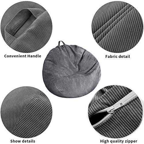 Bean Bag Chair Cover (No Filler) Washable Ultra Soft Corduroy Sturdy Zipper Beanbag Cover For Organizing Plush Toys Or Textile, Sack Bean Bag For Adults, Teens #TOP3