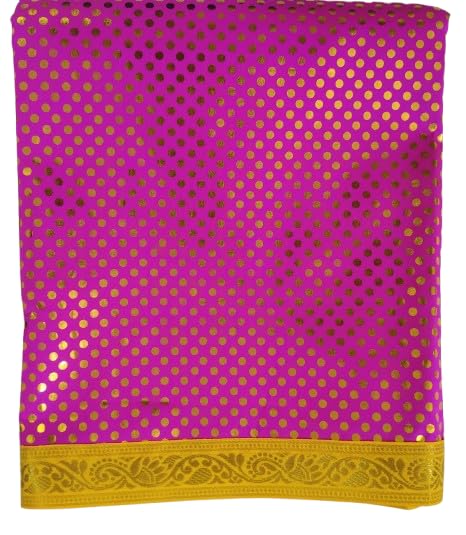 Lakshmi Maa Collection Shirdi Shri Sai's Beautiful dress Shawl/Duppata Pheta Poshak/Dress Set in printed Meganta Cloth Yellow gota 1 meter (1 pec.)-picture-30