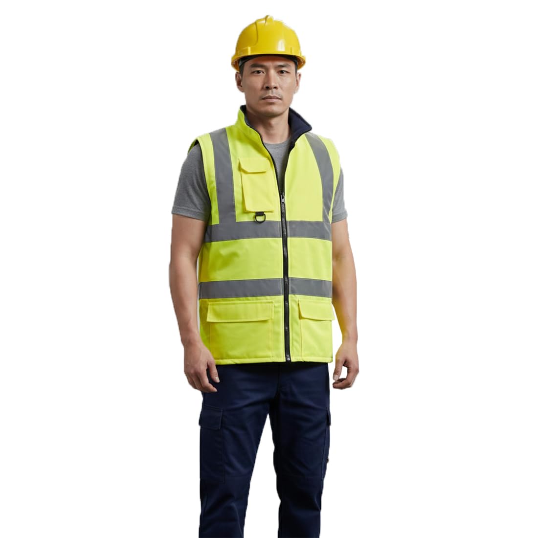 FASHIONISM Gilet sans manches haute visibilité unisexe doublé polaire réversible haute visibilité réfléchissant Gilet robuste