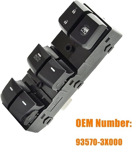 Miniatura 3 de TINJO Interruptor de control de elevalunas eléctrico para Hyundai Elantra 2011-2015, reemplaza OEM 93570-3X000, botón de control principal de la