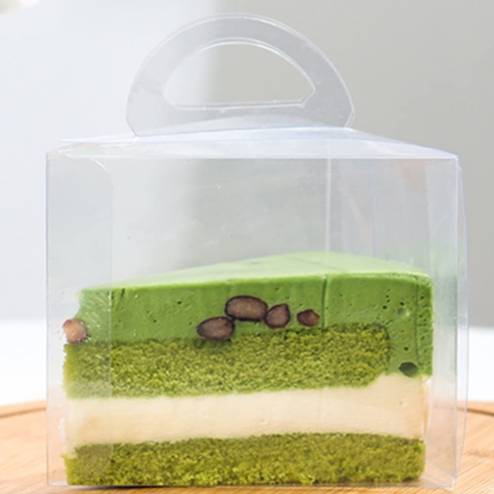 Photo 1 of [50 Pack] Cake Slice Plastic Containers with Lids - Portable Clear Medium Dome Hinged Lid Cheesecake Container, Pie Dessert, Food Box, Take Out Togo Packaging for Home, Bakery and Cafe Business
