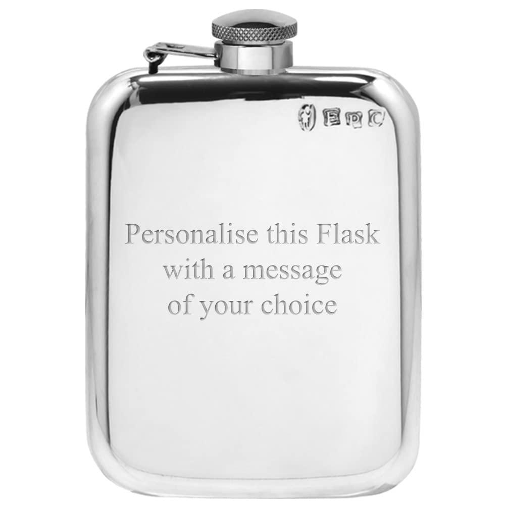 English Pewter Company Sheffield, England Women's Cream,Black English Pewter Company 6Oz Plain Captive Top Pewter Hip Flask. Personalised With Free Engraving Sf435ct