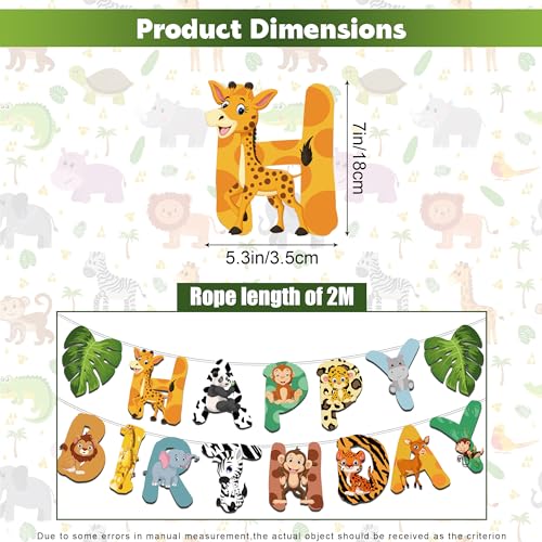 Safari Animals Happy Birthday Banner, Jungle Party Sign Decorations by Ysqool - Used condition - Image 2