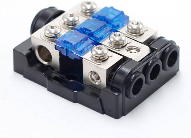 3 Way AFS Mini Fuse Holder 60A 0/2/4 Gauge Input 4/6/8 Gauge Output Copper Fuse Distribution Block for Car Boat Trolling Motor Marine Audio Amplifier Stereo Video System, GG-AFS55