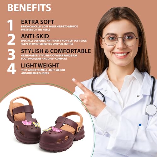 Image of DOCTOR HEALTH SUPER SOFT Stylish and Light Weight & Waterproof Anti Skid Women Clogs with Cushioned Footwear || Comfortable with Adjustable Back Strap Women Clog Everyday Wear