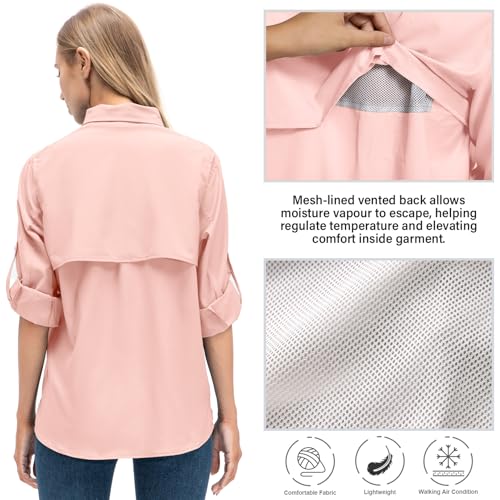 Women's Quick Dry Sun UV Protection Convertible Long Sleeve Shirts for Hiking Camping Fishing Sailing3