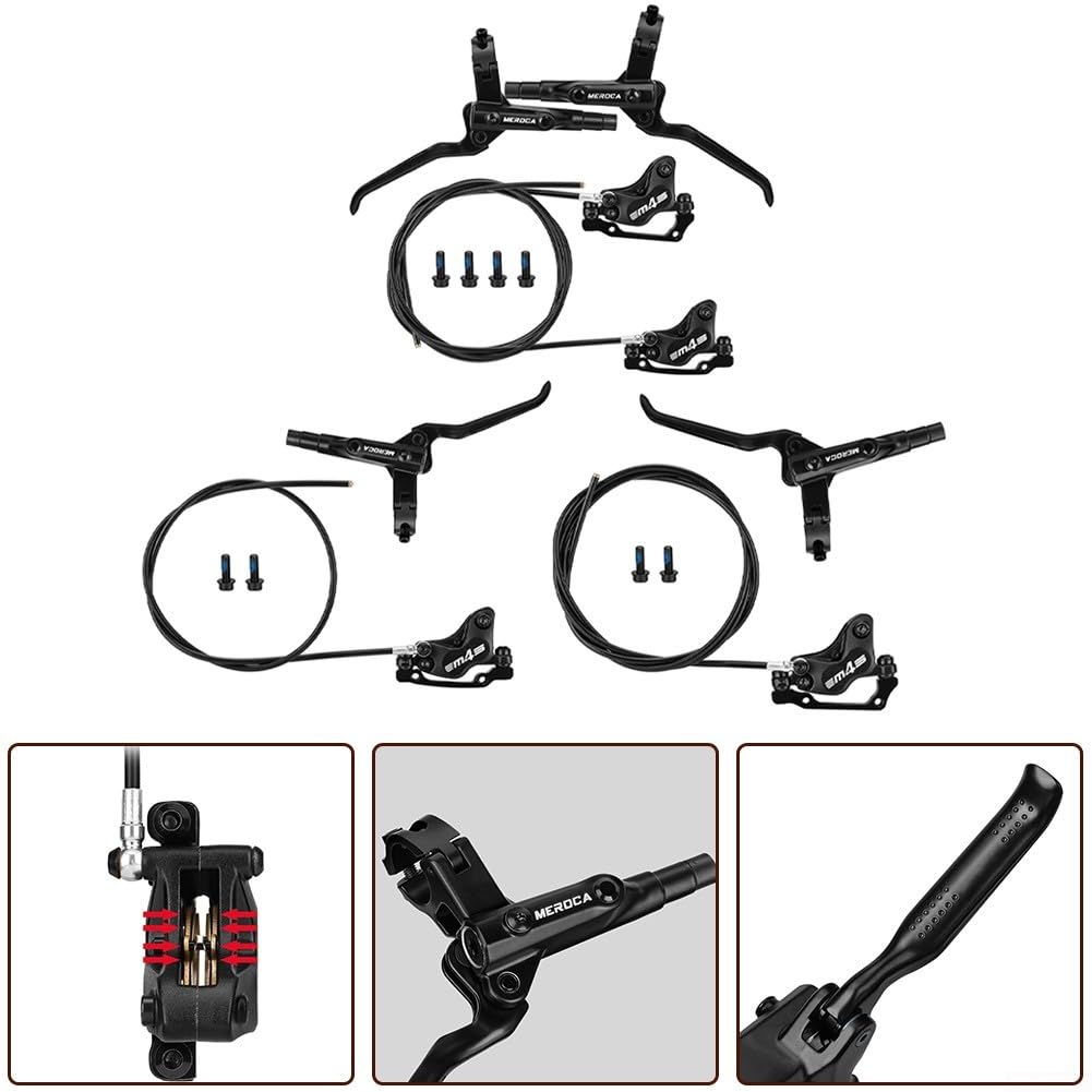 Freno a disco idraulico a 4 pistoni per bicicletta, pressione olio per bicicletta , pinza freno a 4 pistoni, sinistra (anteriore) 850 mm/destra (posteriore) 1600 mm (posteriore sinistra)
