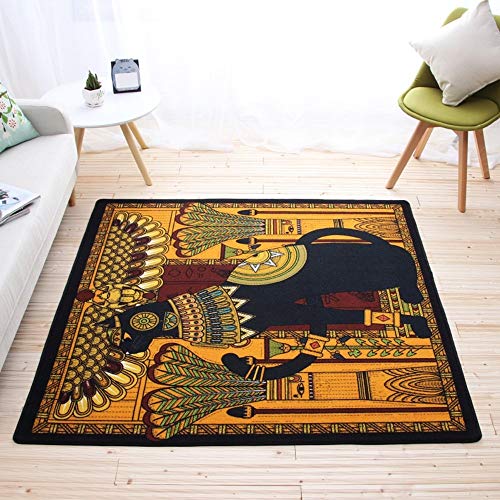 Alfombra salón geométrica retro de pelo corto para mesa de centro