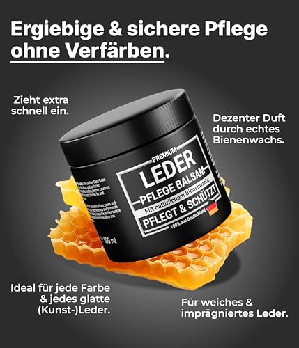Emma Grün® Lederbalsam Lederfett Farblos 500ml [AUS BIENENWACHS] - Lederpflege für Schuhe, Jacken, Taschen & Sattel - Pflegemittel für Lederjacken & Lederschuhe - Sattelfett Made in Germany