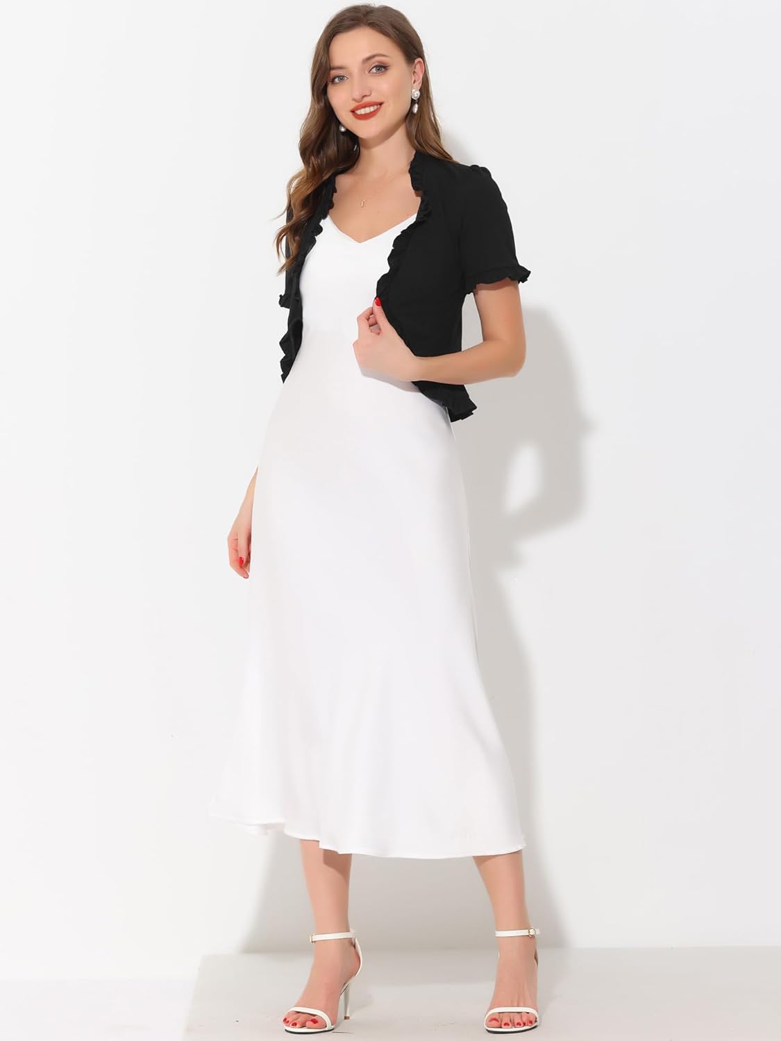 Allegra K Shrug for Women's Evening Dresses Short Sleeve Formal Cropped Bolero - Image 5